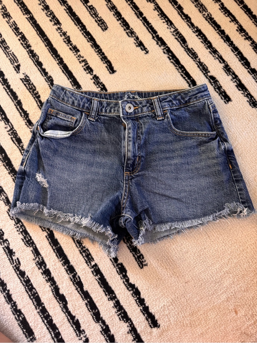 art class Distressed Dark Blue Frayed Denim Shorts